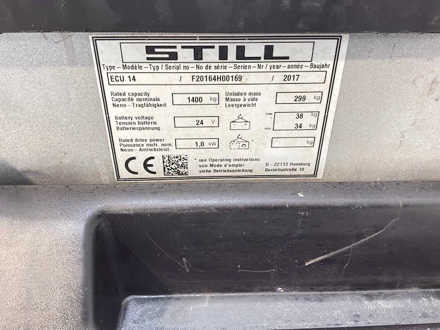 Stilll - 2017 - exu14 - elektrische palletwagen - afbeelding 2 van  14