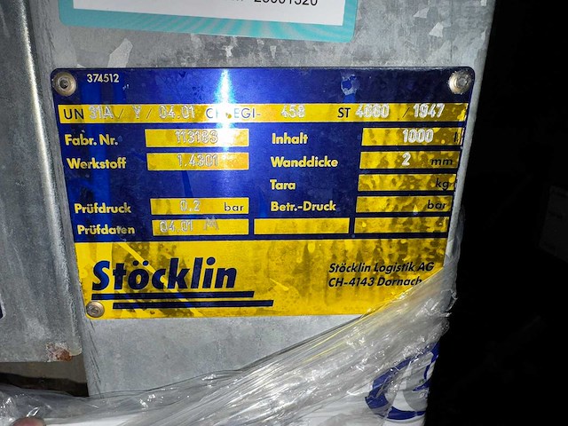 Stöcklin - 1000 liter roestvrij staal - 113183 - container - afbeelding 4 van  7