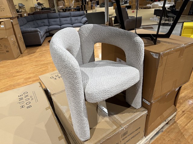 Stoel, zand bouclé stof, design - afbeelding 1 van  3