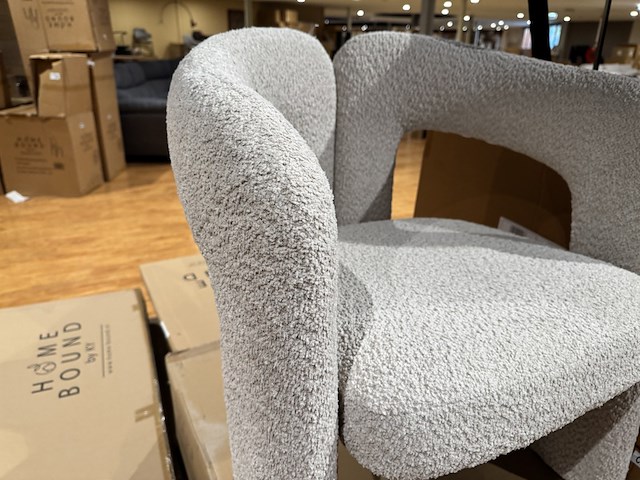 Stoel, zand bouclé stof, design - afbeelding 3 van  3