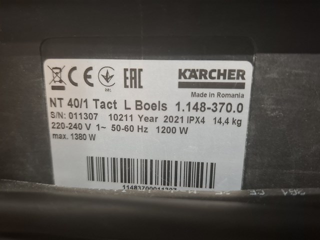 Stof-/waterzuiger - 45l - 230v kärcher, nt40/1 tact l, bouwjaar 2021 - afbeelding 4 van  5