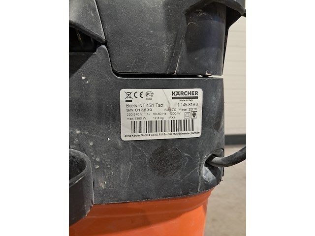 Stof-/waterzuiger - 45l - 230v kärcher, nt45/1 tact, bouwjaar 2016 - afbeelding 3 van  13