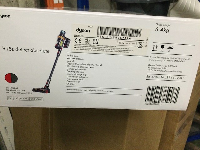 Stofzuiger draadloos, dyson, v15 detect absolute, geel en nikkel - afbeelding 3 van  4