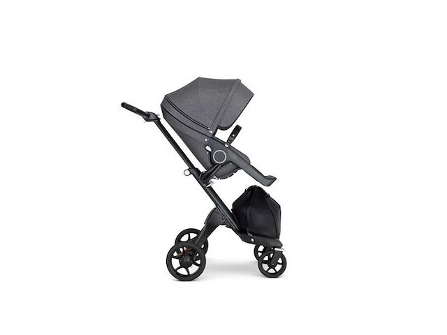 Stokke xplory blk blackmel w blk hdl - luxe kinderwagen - afbeelding 1 van  1