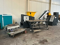 Stokkermill recyclinginstallatie ps600 & k140 flexi (2021–2022) – complete lijn met magnetische transportbanden en zeef – ±496 draaiuren