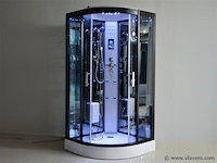 Stoomcabine halfrond - wit bad met zwarte cabine - 90x90x215 cm - afbeelding 1 van  3