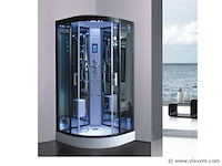 Stoomcabine halfrond - wit bad met zwarte cabine - 90x90x215 cm - afbeelding 2 van  3