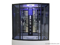 Stoomcabine met massagebad - rechthoekig - wit bad met zwarte cabine 150x85x225 cm - afbeelding 3 van  10