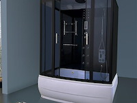 Stoomcabine met massagebad - rechthoekig - wit bad met zwarte cabine 170x85x220 cm - afbeelding 3 van  5