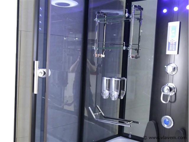 Stoomcabine met massagebad - rechthoekig - wit bad met zwarte cabine 170x85x225 cm - afbeelding 5 van  10