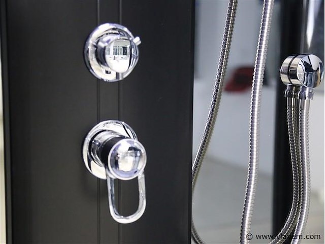 Stoomcabine met massagebad - rechthoekig - wit bad met zwarte cabine 170x85x225 cm - afbeelding 9 van  10