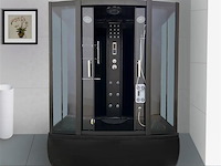 Stoomcabine met massagebad - rechthoekig - zwart bad met zwarte cabine 170x85x220 cm - afbeelding 1 van  4