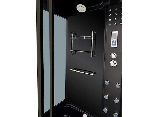 Stoomcabine met massagebad - rechthoekig - zwart bad met zwarte cabine 170x85x220 cm - afbeelding 2 van  4