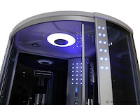 Stoomcabine met whirlpool massagebad - halfrond - wit bad met zwarte cabine 135x135x220 cm - afbeelding 3 van  10