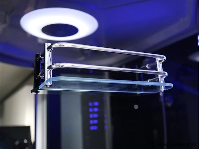 Stoomcabine met whirlpool massagebad - halfrond - wit bad met zwarte cabine 135x135x220 cm - afbeelding 6 van  10