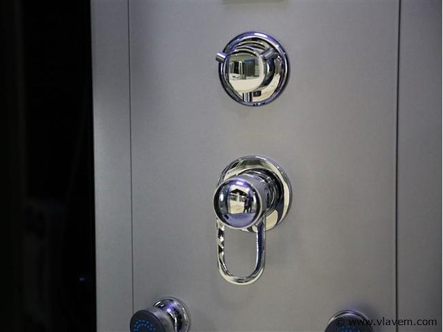 Stoomcabine met whirlpool massagebad - halfrond - wit bad met zwarte cabine 135x135x220 cm - afbeelding 8 van  10