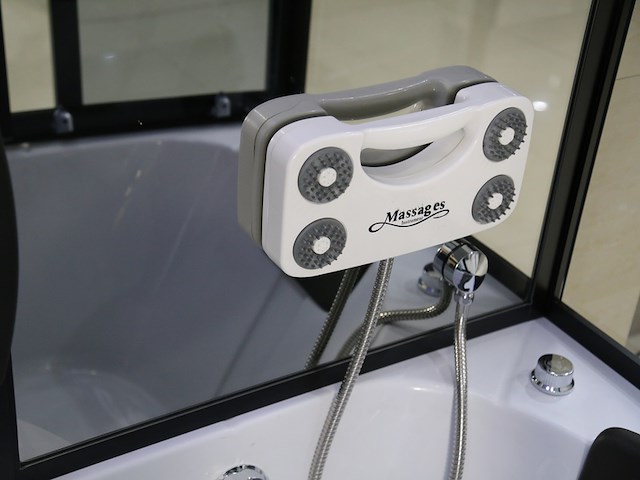 Stoomcabine vonato, met massagejets, zwarte cabine, wit bad - afbeelding 2 van  10