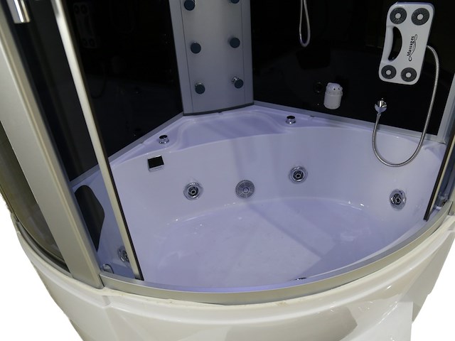 Stoomcabine vonato, met massagejets, zwarte cabine, wit bad - afbeelding 4 van  10