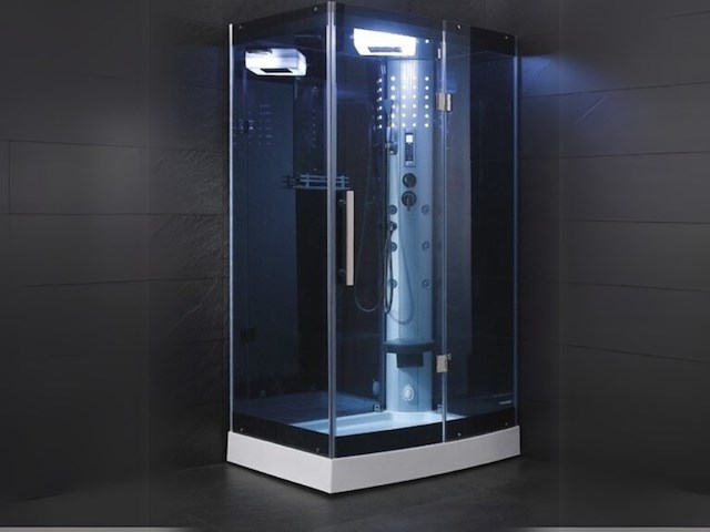 Stoomcabine vonato, met massagejets, zwarte cabine, witte bodemplaat - afbeelding 1 van  3