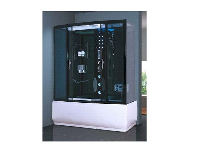 Stoomcabine vonato, rectahydro max, zwarte cabine, wit bad - afbeelding 4 van  10