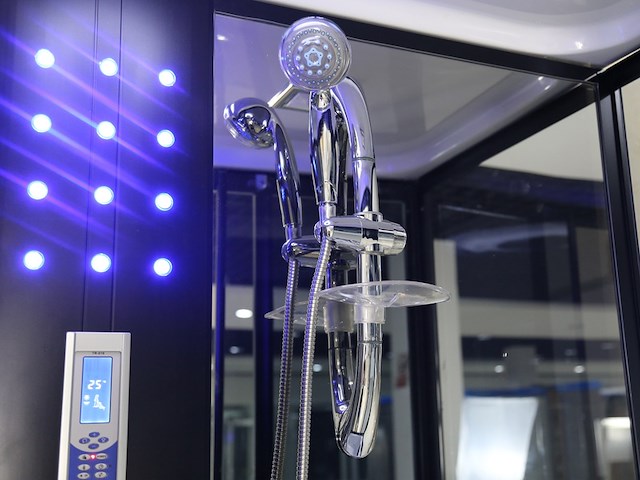 Stoomcabine vonato, rectahydro max, zwarte cabine, wit bad - afbeelding 8 van  10