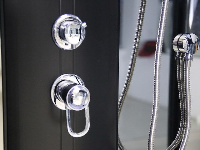 Stoomcabine vonato, rectahydro max, zwarte cabine, wit bad - afbeelding 9 van  10