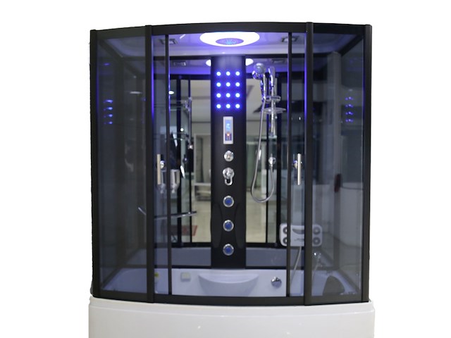 Stoomcabine vonato rectahydro max zwarte cabine, wit bad - afbeelding 1 van  10