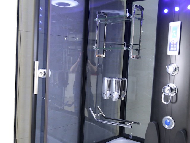 Stoomcabine vonato rectahydro max zwarte cabine, wit bad - afbeelding 5 van  10