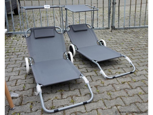 Strandstoelen met luifel - 2 stuks - afbeelding 1 van  1
