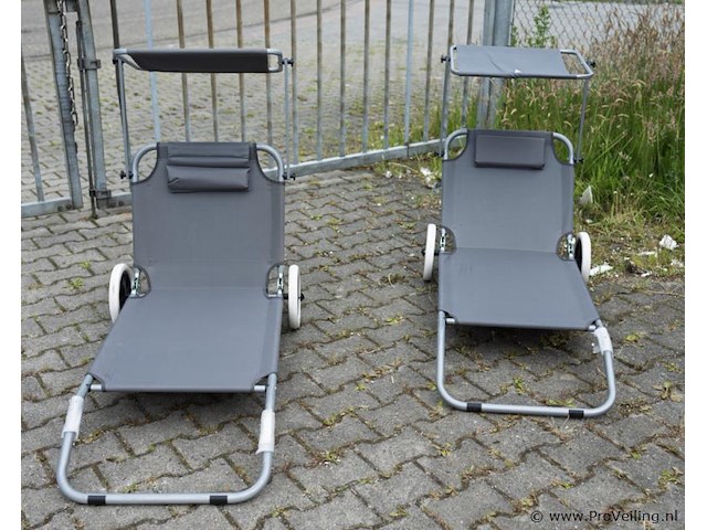 Strandstoelen met zonneklep - 2 stuks - afbeelding 1 van  1