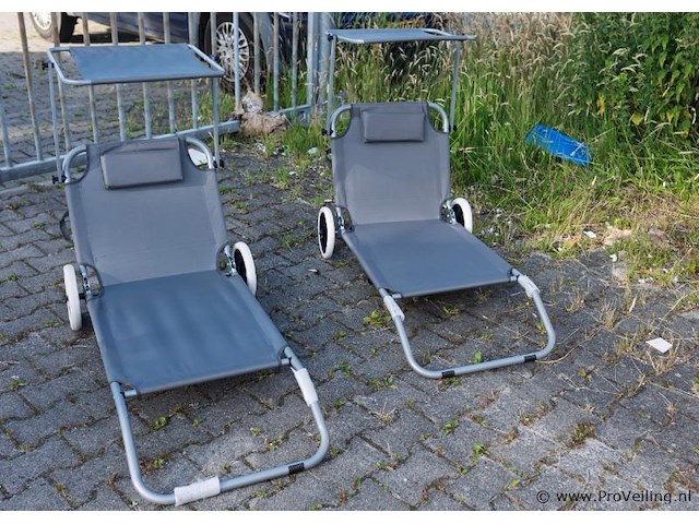 Strandstoelen met zonneklep - 2 stuks - afbeelding 1 van  1