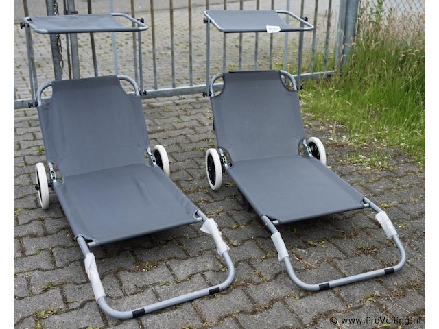 Strandstoelen met zonneklep - 2 stuks - afbeelding 1 van  2