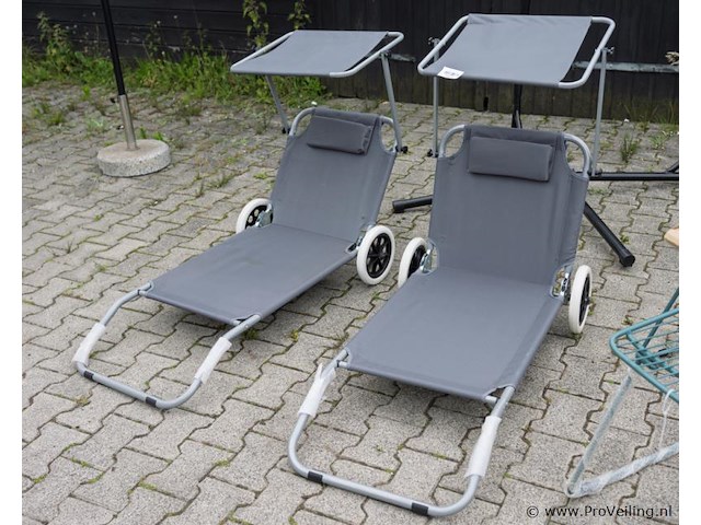 Strandstoelen met zonneklep - 2 stuks - afbeelding 1 van  1