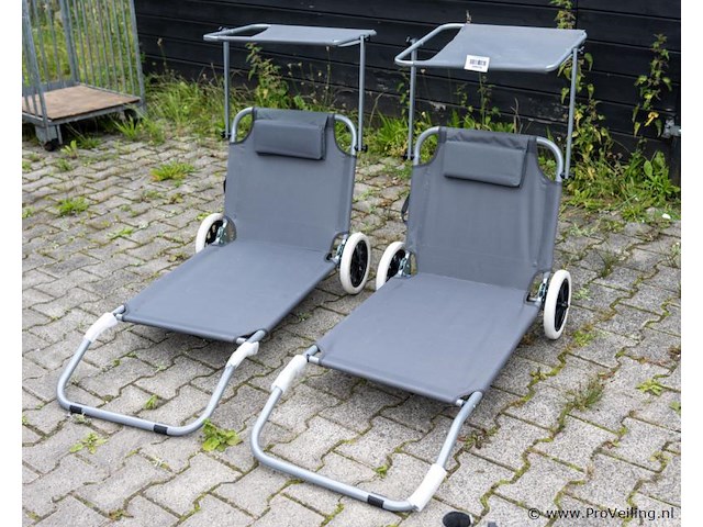Strandstoelen met zonneklep - 2 stuks - afbeelding 1 van  1