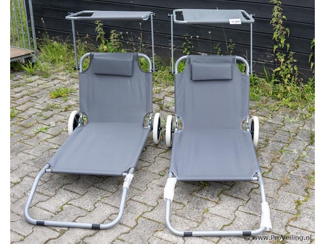Strandstoelen met zonneklep - 2 stuks - afbeelding 1 van  1