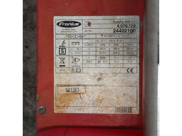 Stroombron t.b.v. tiglassen fronius, transtig 4000 - afbeelding 3 van  12