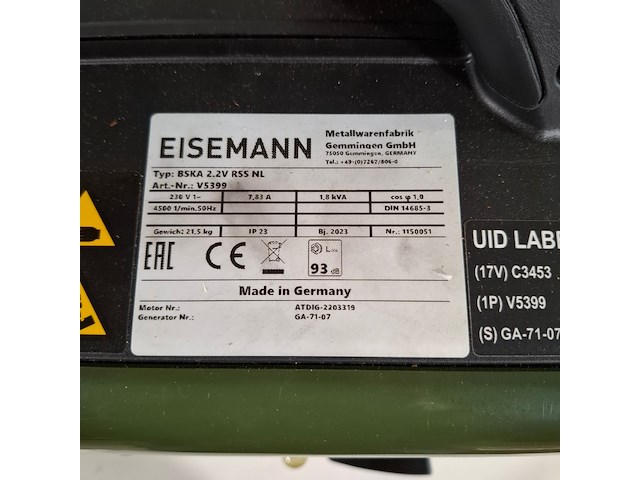 Stroomgenerator, eisemann, bska 2.2v rss nl, 2023 - afbeelding 9 van  13