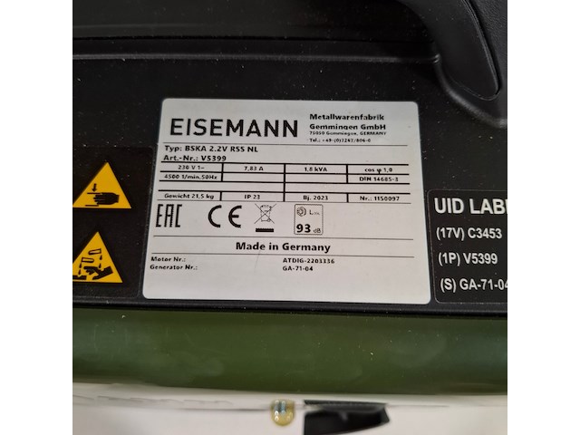 Stroomgenerator, eisemann, bska 2.2v rss nl, 2023 - afbeelding 9 van  13