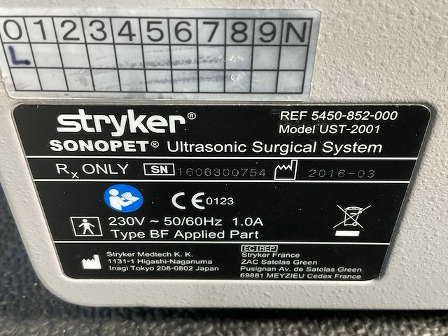 Stryker - chirurgisch ultrasoon systeem ust-2001 - 2016 - afbeelding 6 van  6