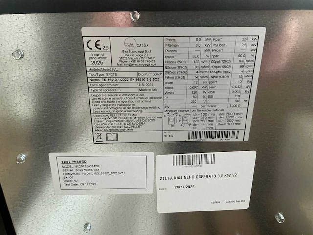 Stufa kali nero goffrato 9.5kw v2 pelletkachel - afbeelding 6 van  9