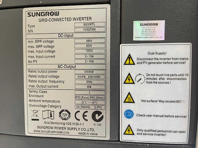 Sungrow - sg30ktl - gebruikte 30 kw omvormer - afbeelding 5 van  5
