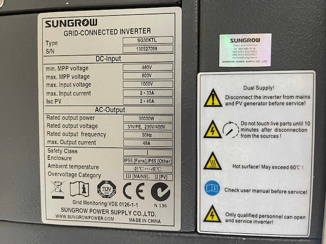 Sungrow - sg30ktl - gebruikte 30 kw omvormer - afbeelding 5 van  5