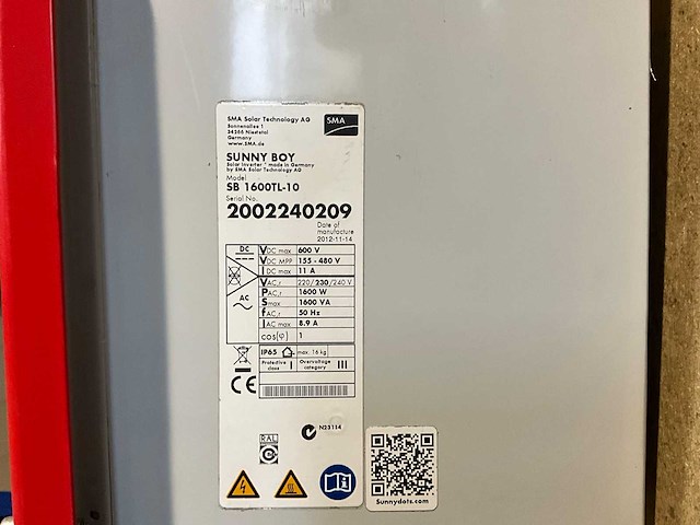 Sunny boy sb 1600tl-10 omvormer - afbeelding 5 van  7