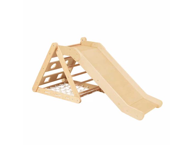 Sunny sammie 2-in-1 houten klimdriehoek met glijbaan - afbeelding 2 van  6