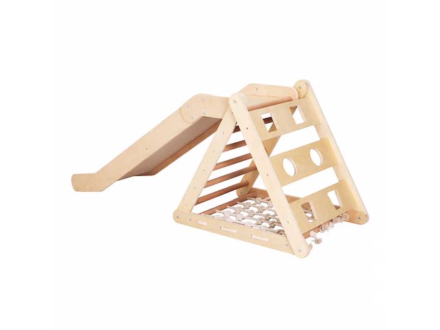 Sunny sammie 2-in-1 houten klimdriehoek met glijbaan - afbeelding 3 van  6