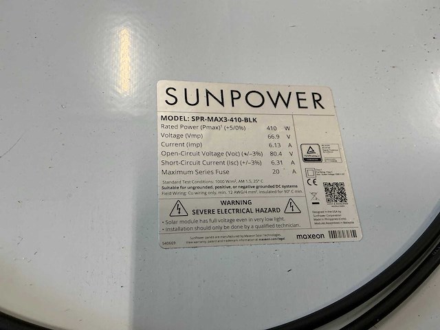 Sunpower spr-max3-410-blk zonnepanelen (26x) - afbeelding 2 van  3