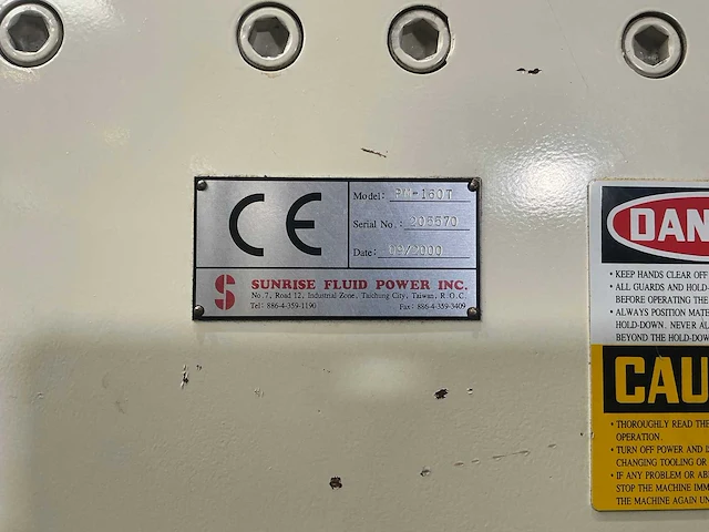 Sunrise - 2000 - pm-160t - hydraulische pers - afbeelding 8 van  8