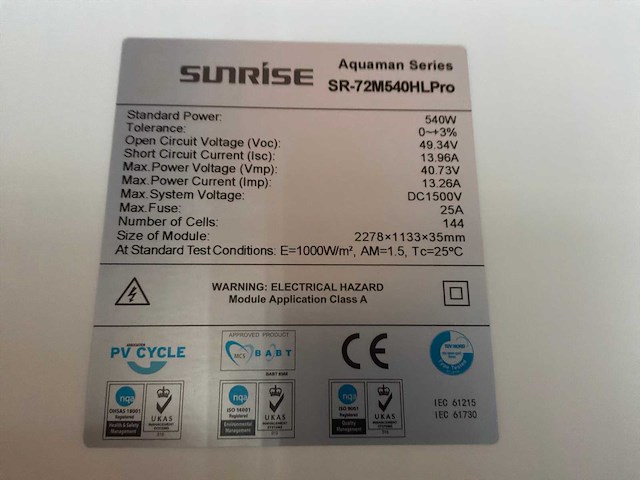 Sunrise sr-72m540hlpro zonnepaneel - afbeelding 4 van  4