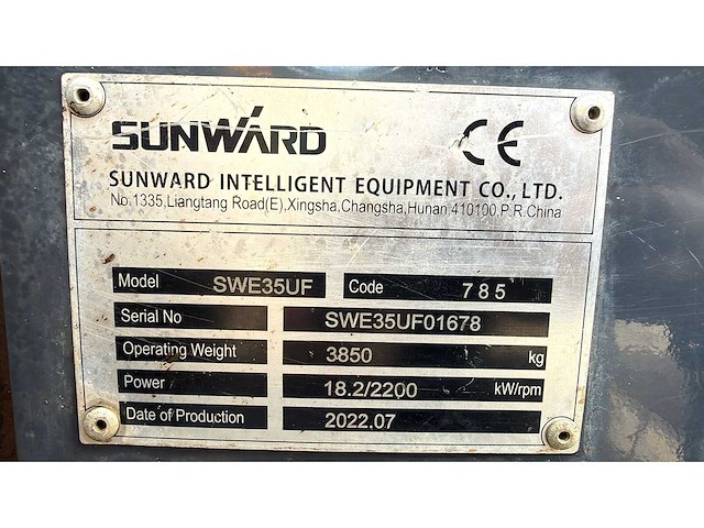 Sunward - 2022 - swe35uf - 572 uur - met airco - rupsgraafmachine - afbeelding 7 van  15
