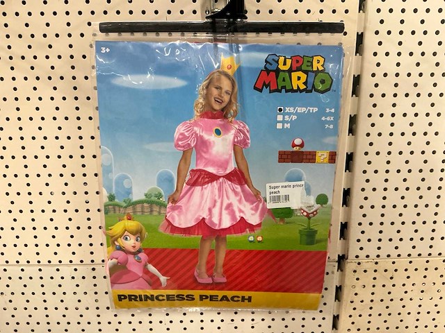 Super mario prinses peach kinderkostuum - maat xs (10x) - afbeelding 1 van  3